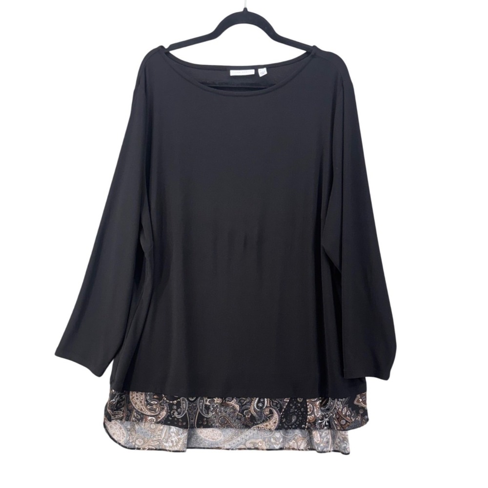 Susan Graver Womans Tunic Top Size 3X Liquid Knit Simple Basic Coastal Artsy